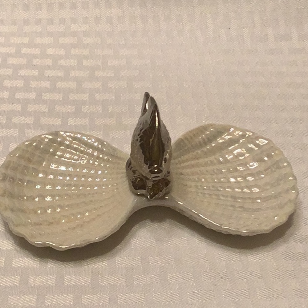 Two's Company Silver and Cream Shell-Inspired Decor